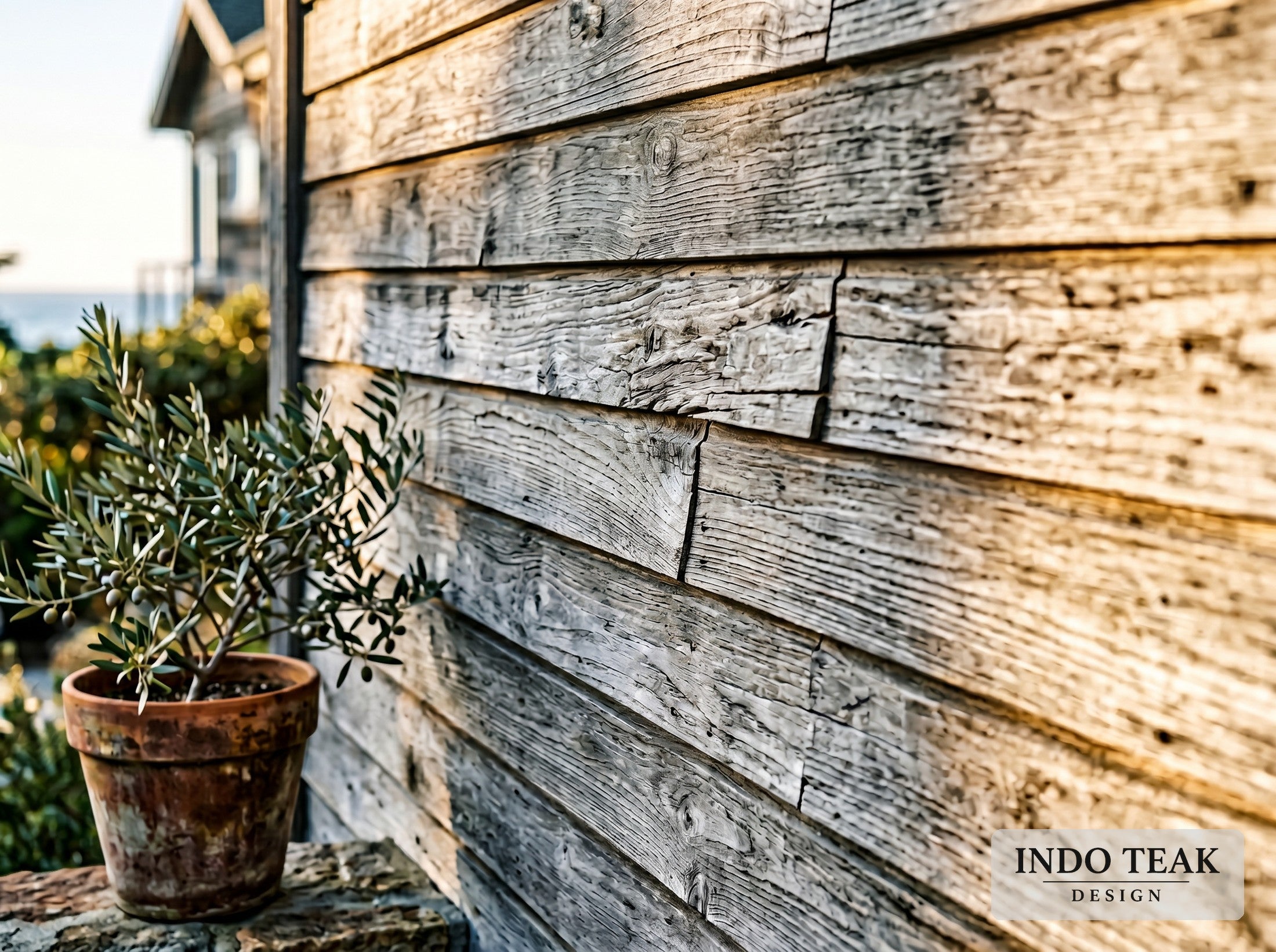 Reclaimed Barnwood Teak Siding — grain texture detail