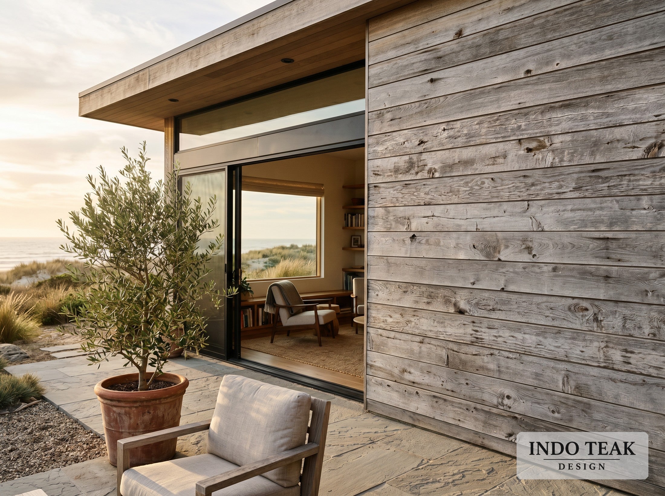 Reclaimed Barnwood Teak Siding — in-context application