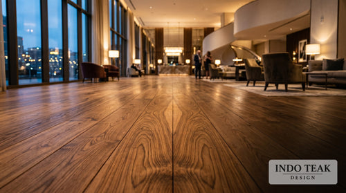 Book-Matched Teak Flooring — 10" Wide — grain texture detail