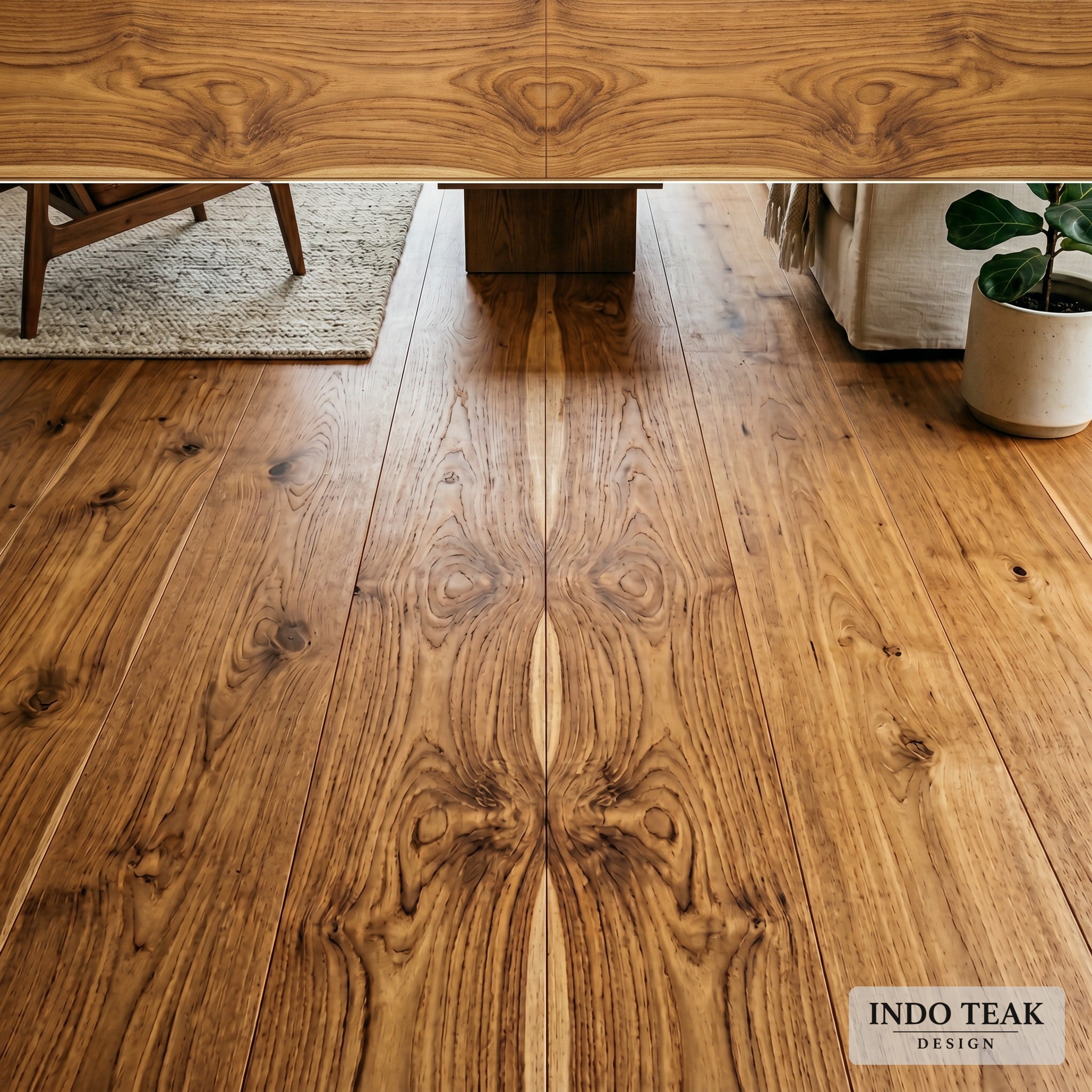 Book-Matched Teak Flooring — 8" Wide — in-context application