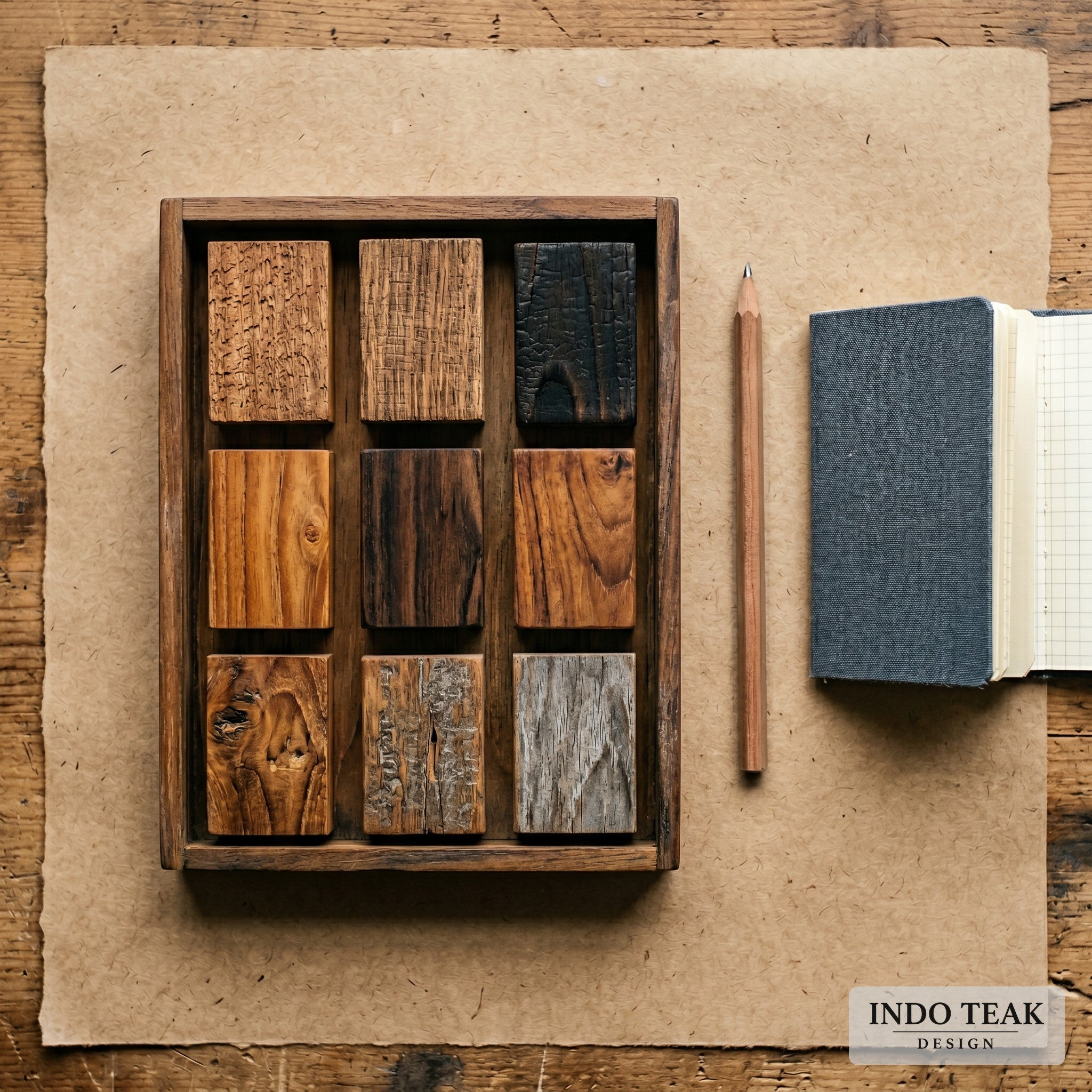 Designer Sample Box — All Finishes — grain texture detail