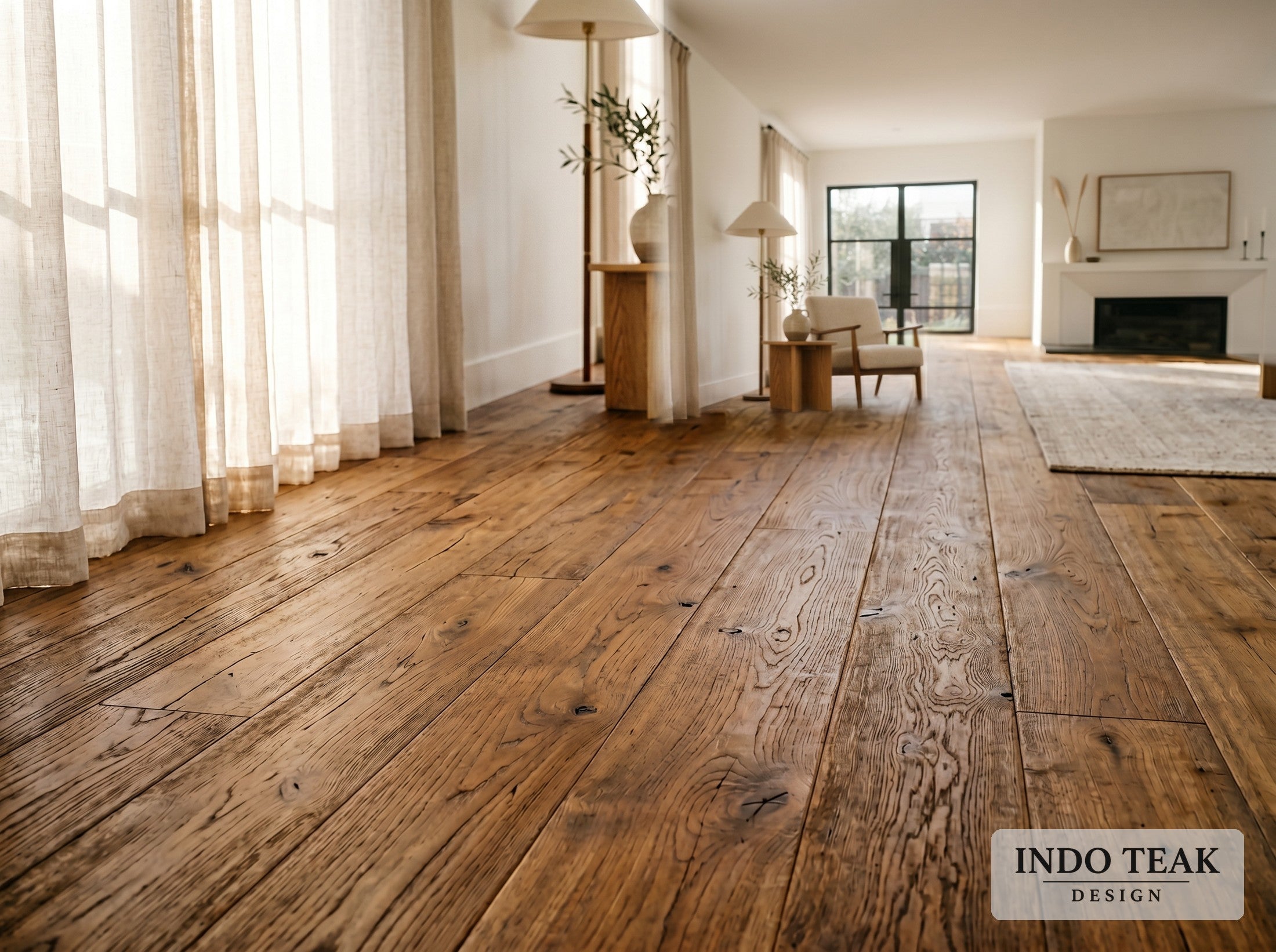 Engineered Teak Flooring — 5.25" Plank — grain texture detail