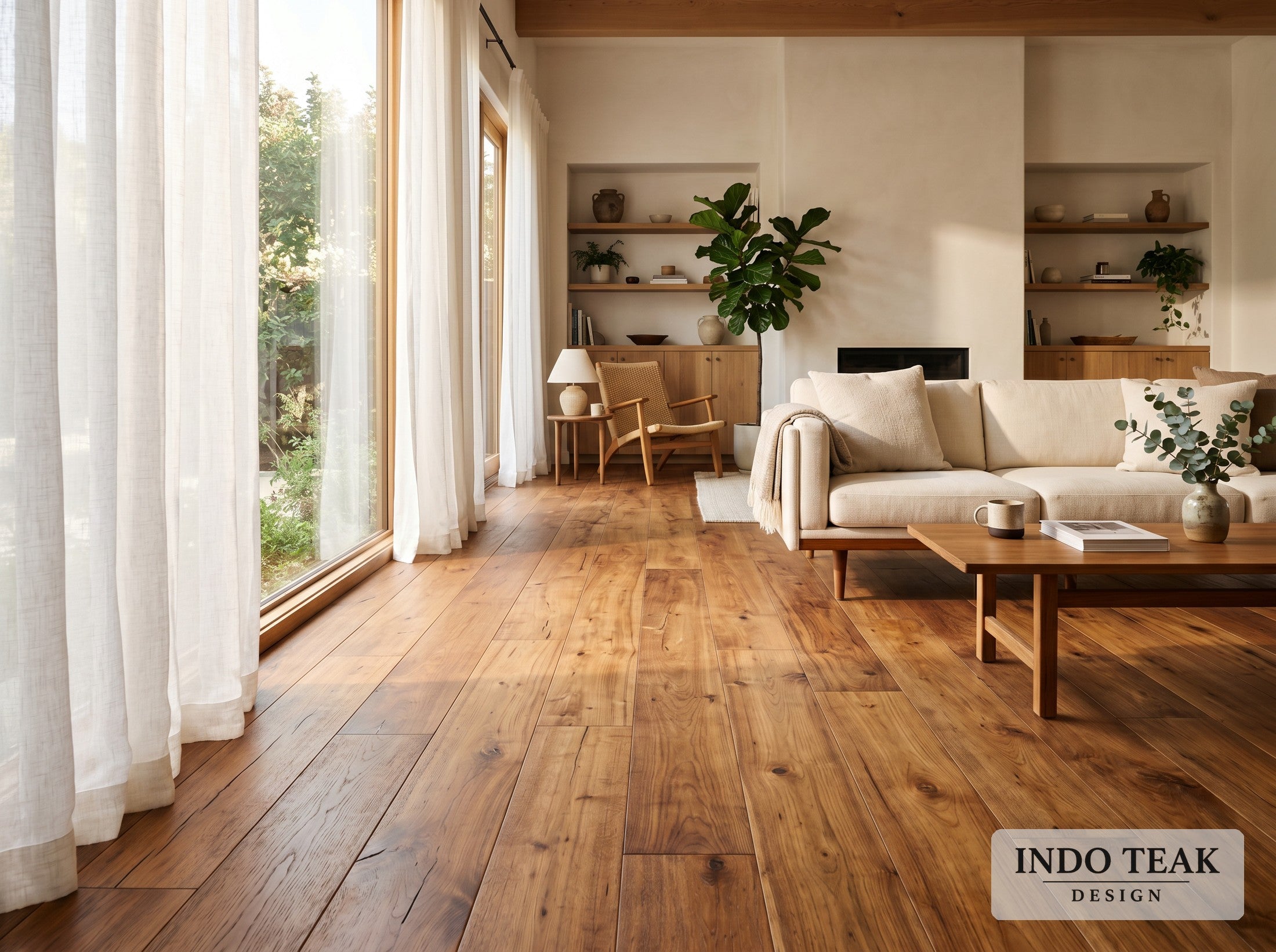 Engineered Teak Flooring — 5.25" Plank — in-context application