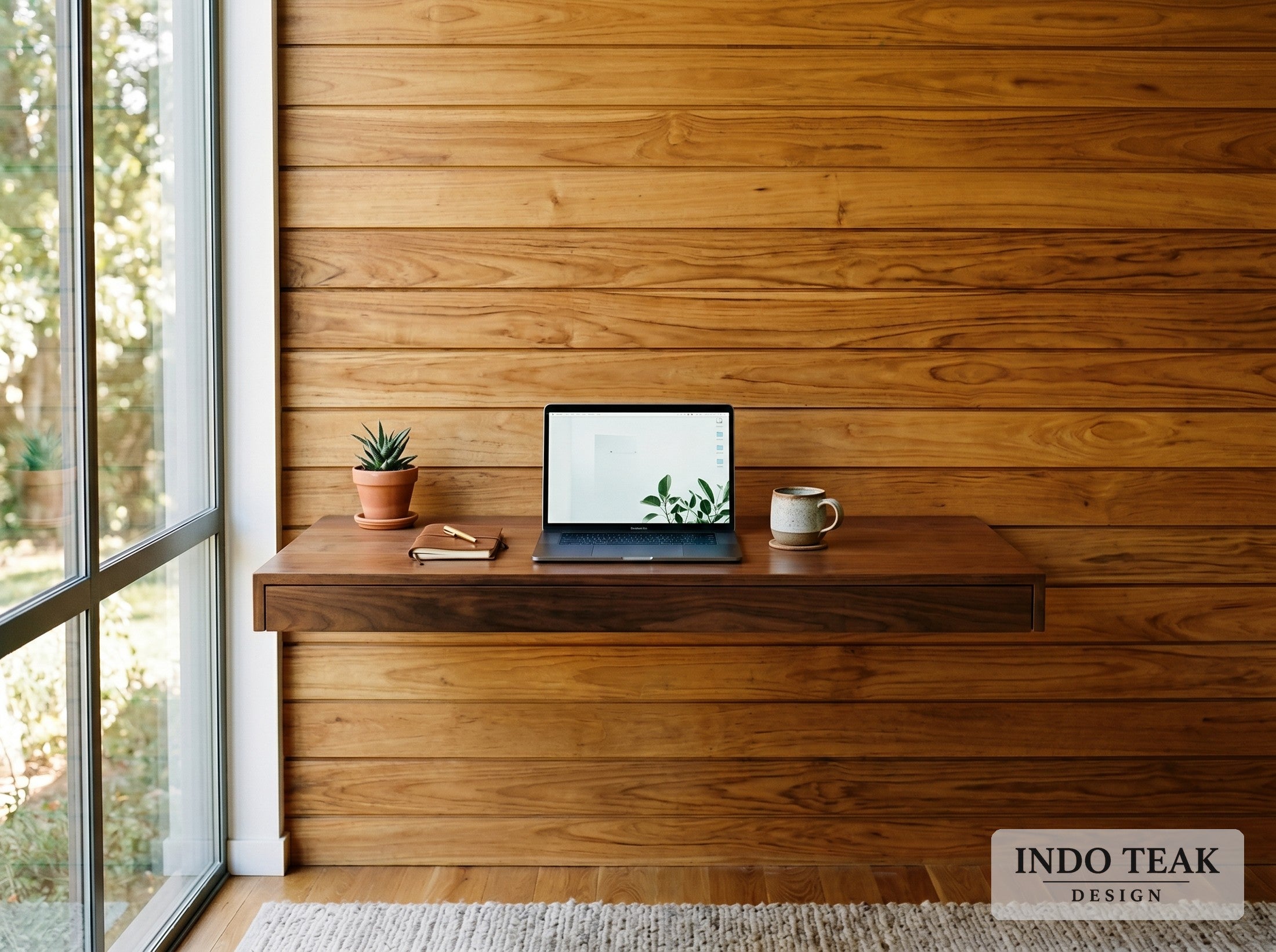 Teak Plank Wall Cladding — 4' x 8' Panel — product detail