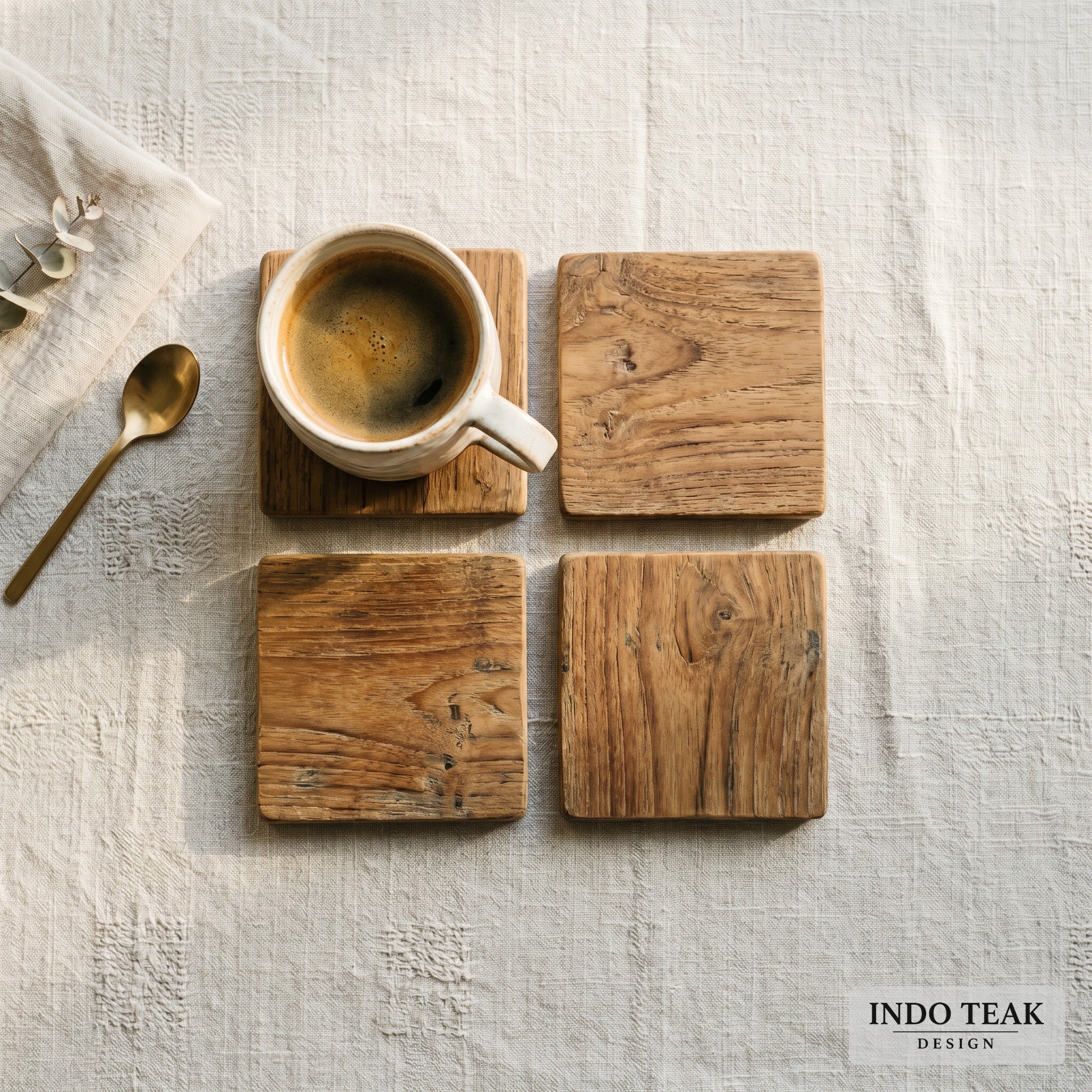 Reclaimed Teak Coaster Set (4) — product detail