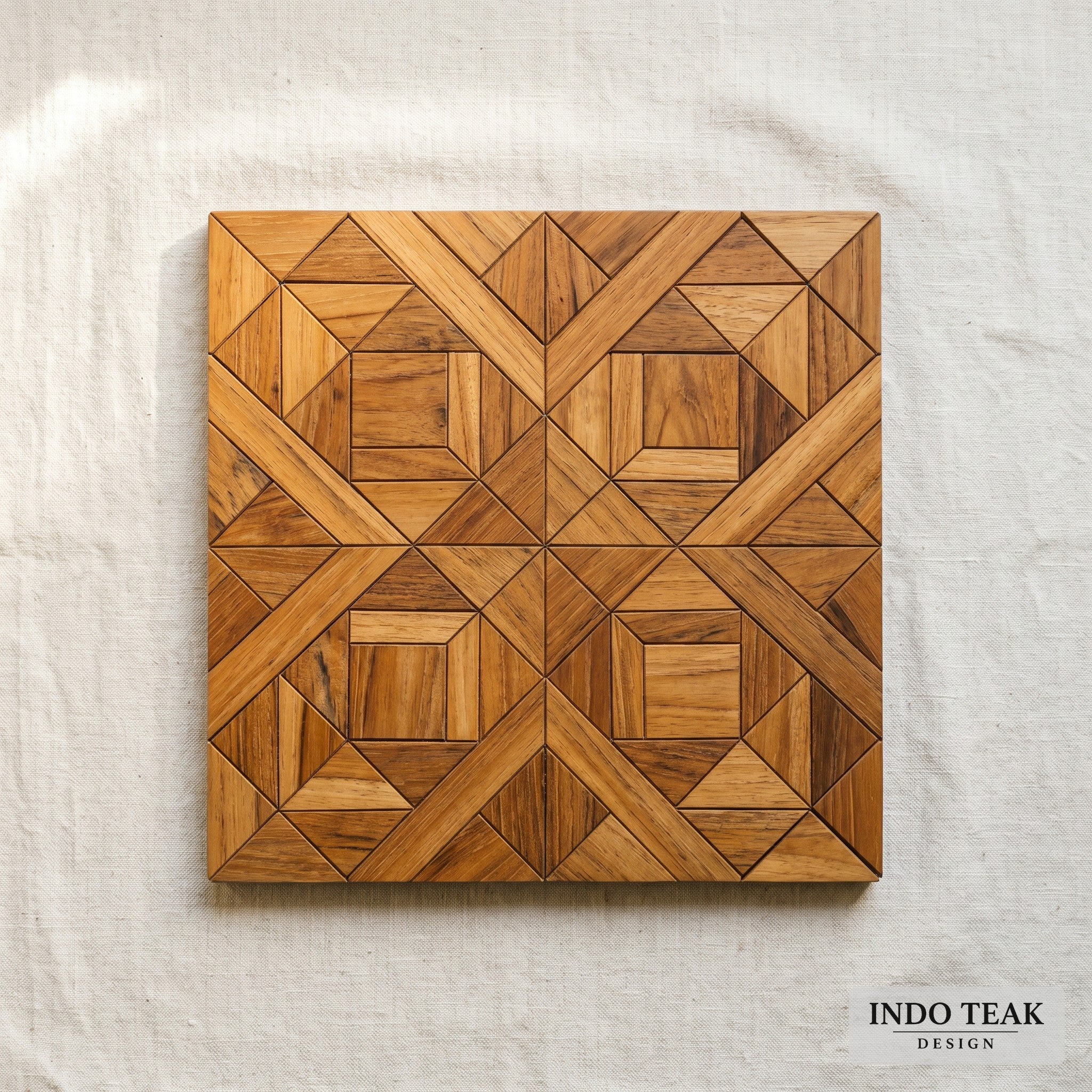 Amy Teak Tile — Geometric Parquet Box — product detail