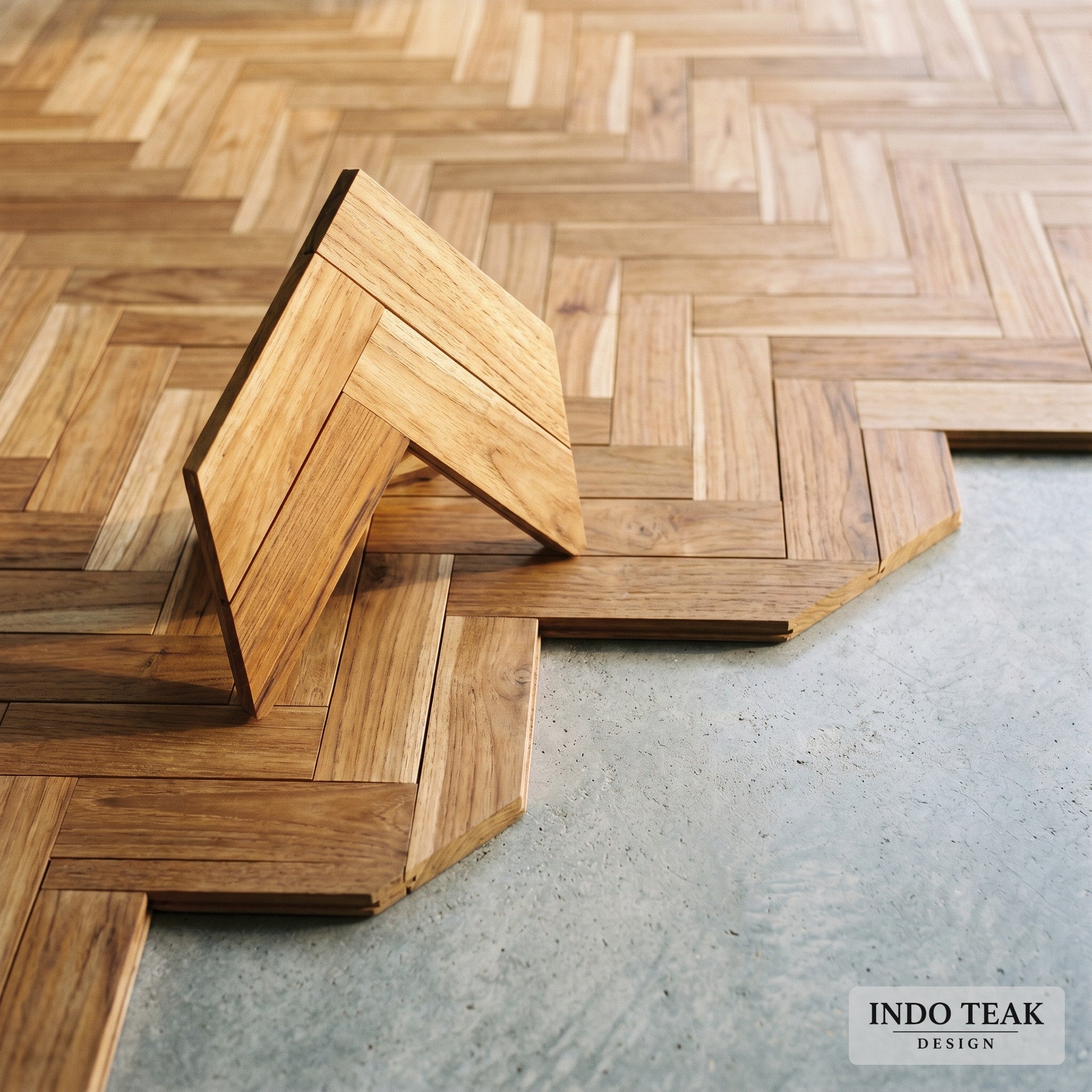 Emma Teak Tile — Herringbone Weave Box — product detail
