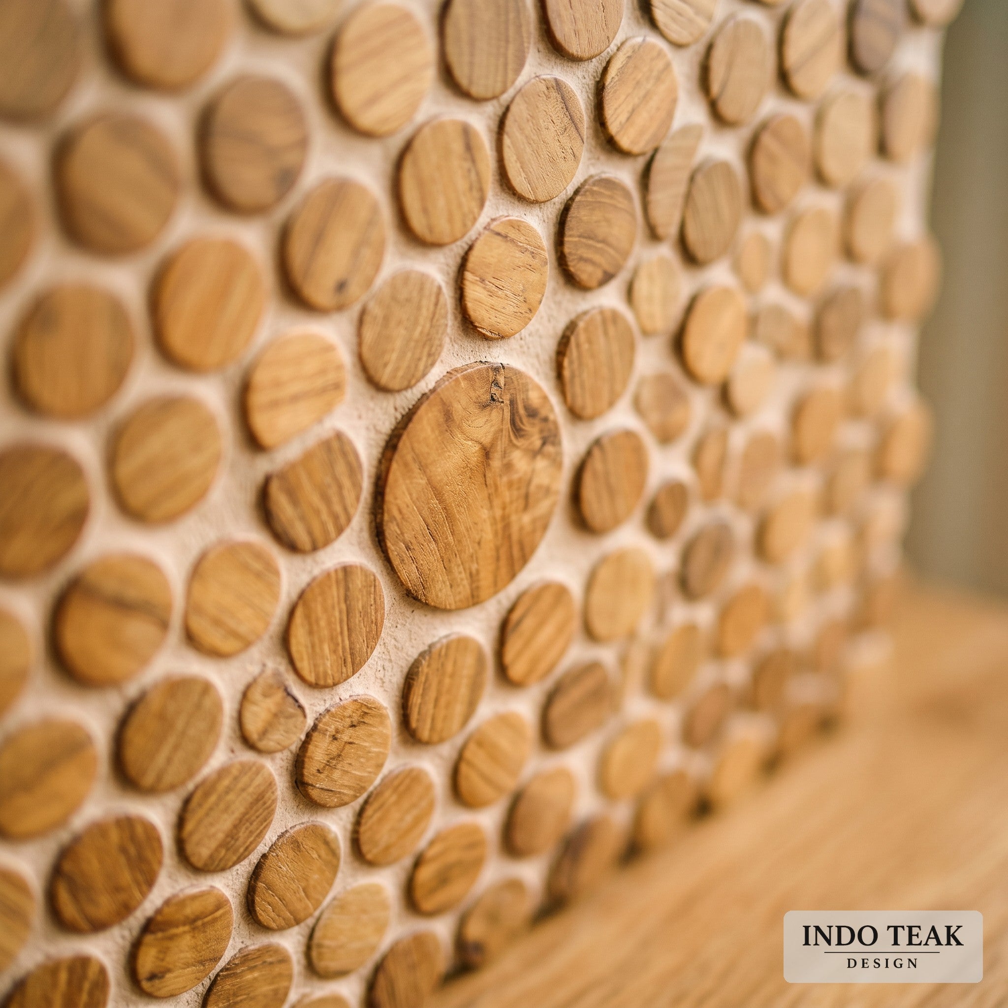 Pennyround Mosaic Teak Tile — product detail