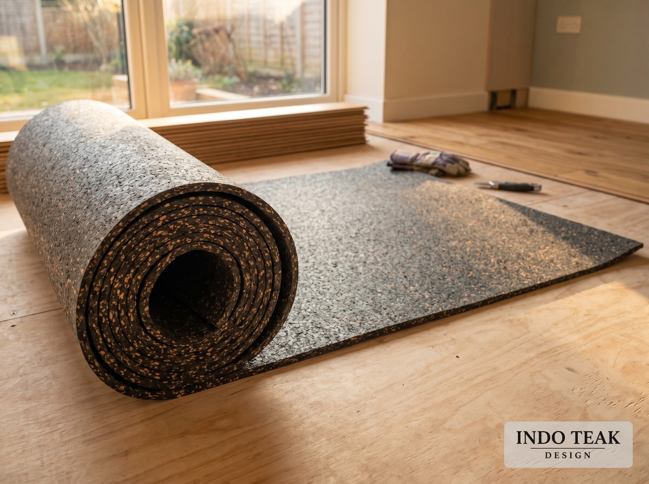 Silent-Step Acoustic Underlayment — 100 sq ft Roll — in-context application